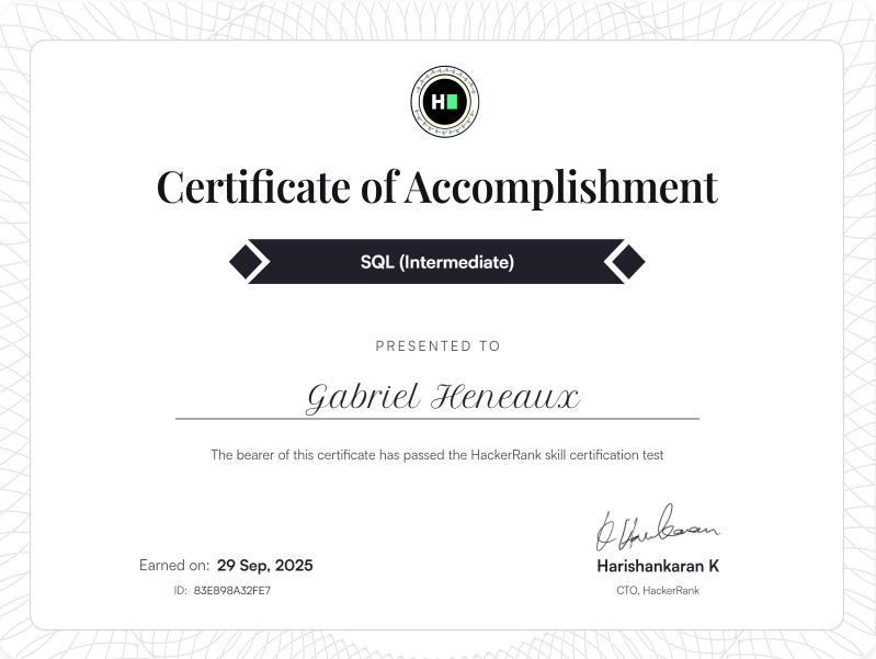 Nouvelle certification SQL obtenue